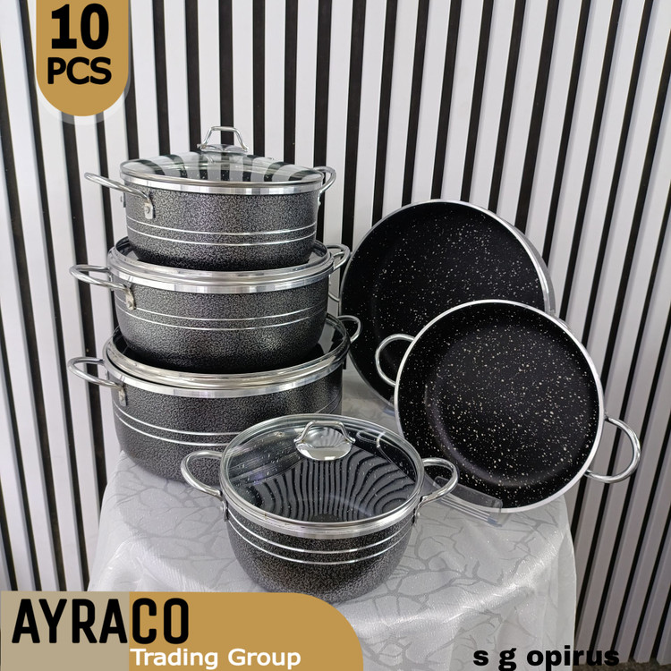سرویس ۱۰ پارچه قابلمه اپیروس سربی گرانیتی