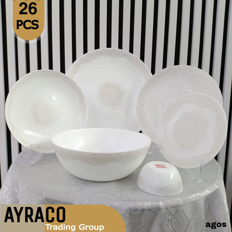 سرویس آکروپال 26 پارچه آگوست خاکستری | سرویس غذاخوری مدرن، شیک و بادوام