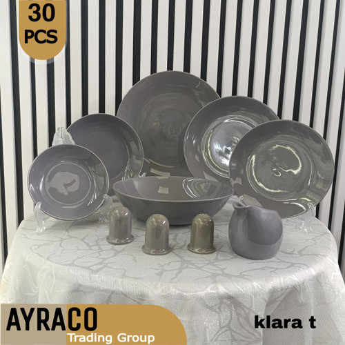 سرویس 30 پارچه طوسی برند نور | سرویس غذاخوری شیک، ظریف و بادوام