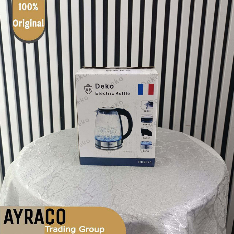 کتری برقی برند دکو بدنه شیشهای مدل RB2025 | کتری برقی شیک، سریع و کاربردی