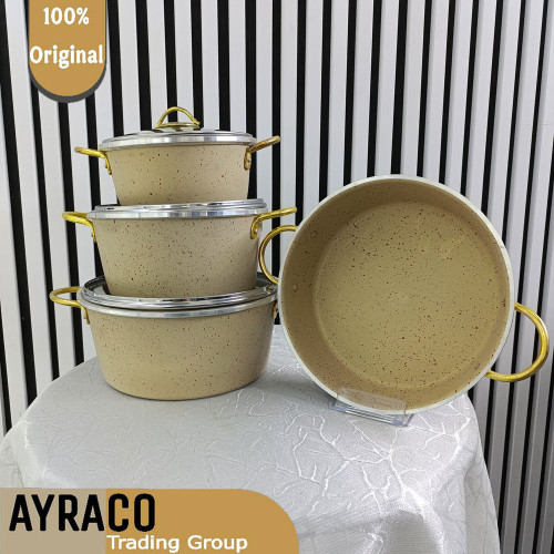 سرویس قابلمه 7 پارچه کرم دون طلا برند زرفام ( zarfam )