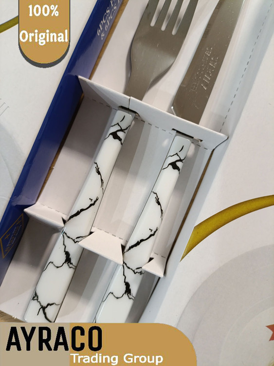 کارد و چنگال طرح ماربل رنگ سفید کد 207