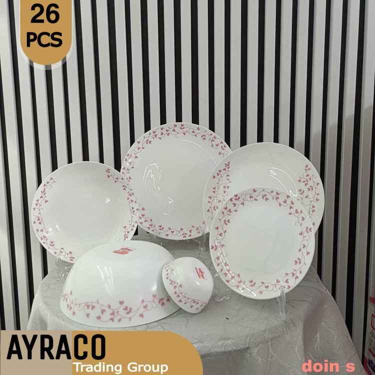 سرویس غذاخوری ۲۶ پارچه دوین صورتی برند دینو