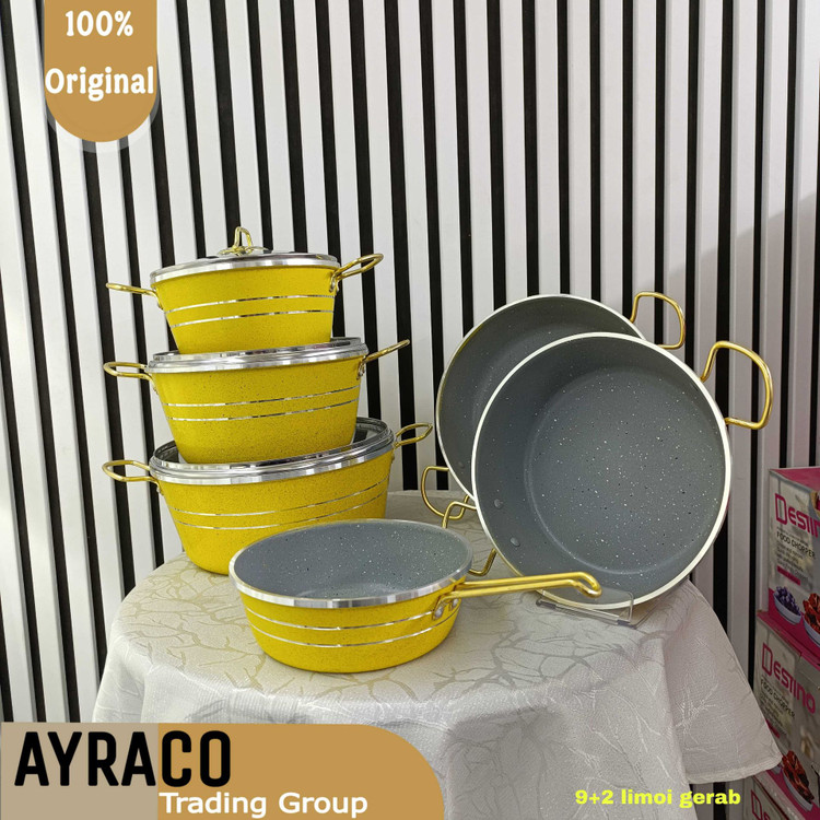 سرویس قابلمه 9 برند گراپ ( Grap ) رنگ لیمویی