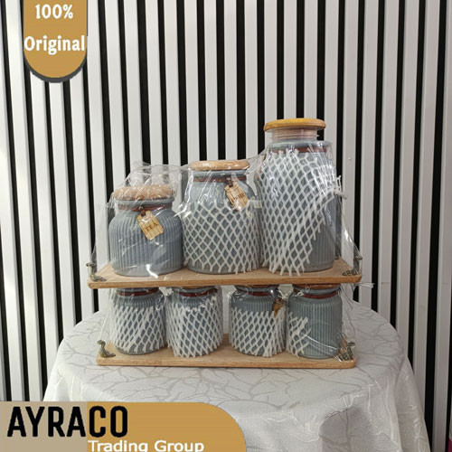 سرویس ۷ پارچه پا سماوری رنگ طوسی ( ست جا ادویه ای )