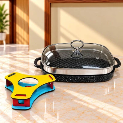 تابه گریل چدنی PRINCIPLE PAN مدل مربعی دو رو سنگین